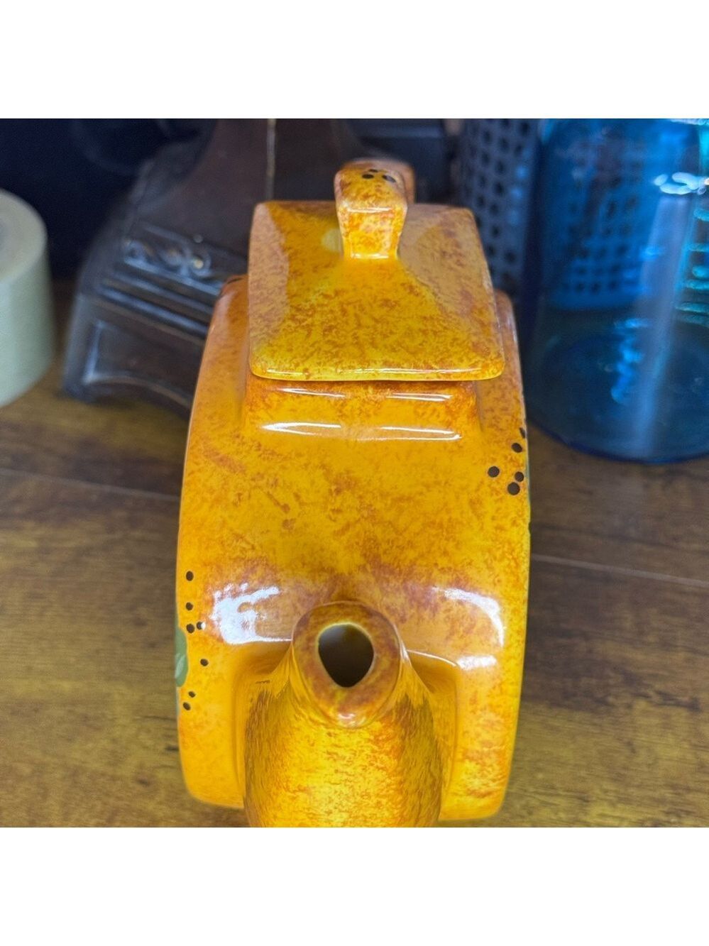 orange Art glazed signed handle spout top
Musty Orange green decorative art - Picture 5 of 10